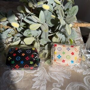 Set of 2 designer inspired coin purse key chain